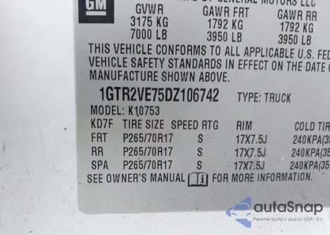 2013 GMC Sierra 1500 Sle from USA, damaged, VIN 1GTR2VE75DZ106742